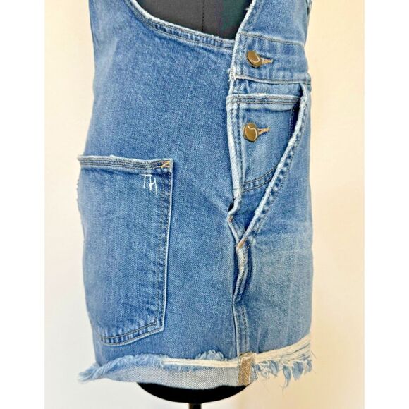 Joes Jeans Shortalls Taylor Hill Medium Blue Denim Bib Overall Shorts Y2K Boho - Picture 9 of 16